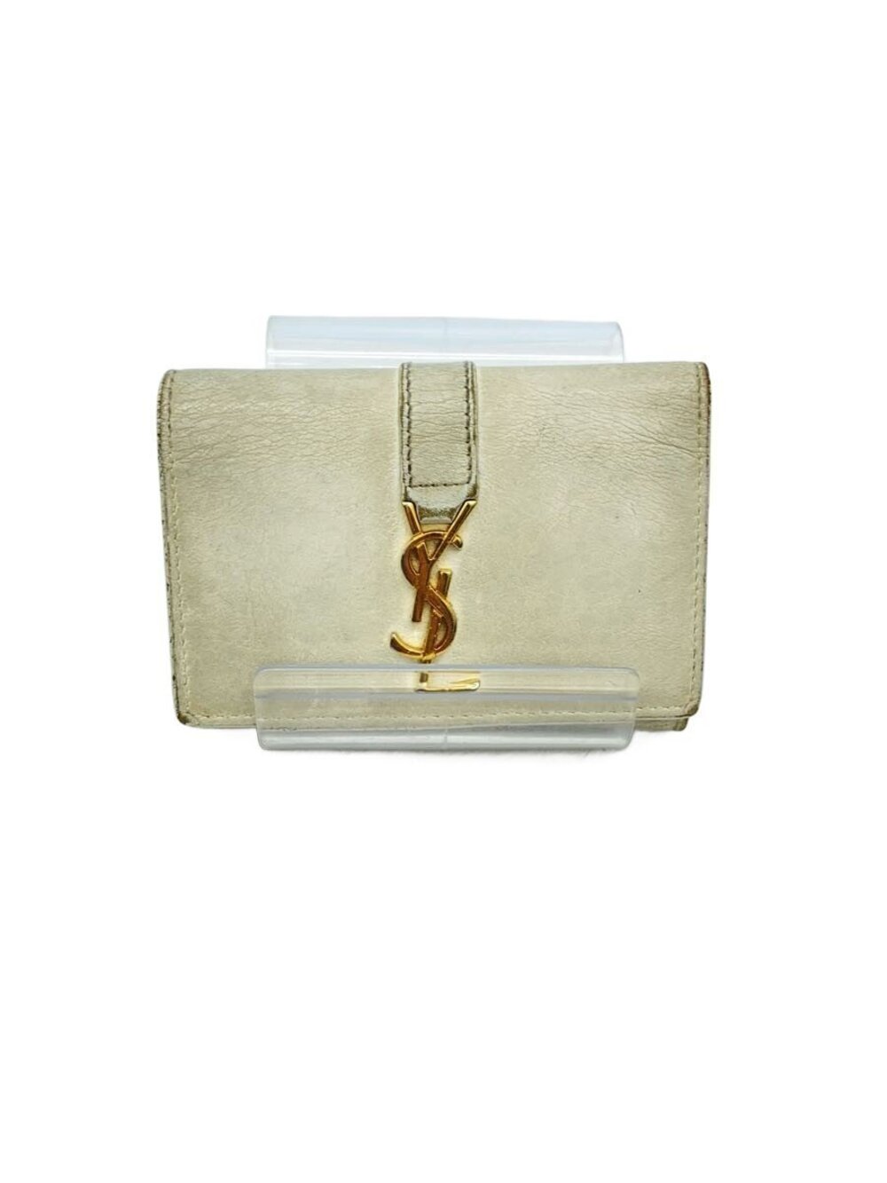 Saint Laurent Yves Key Case Wallet Leather White